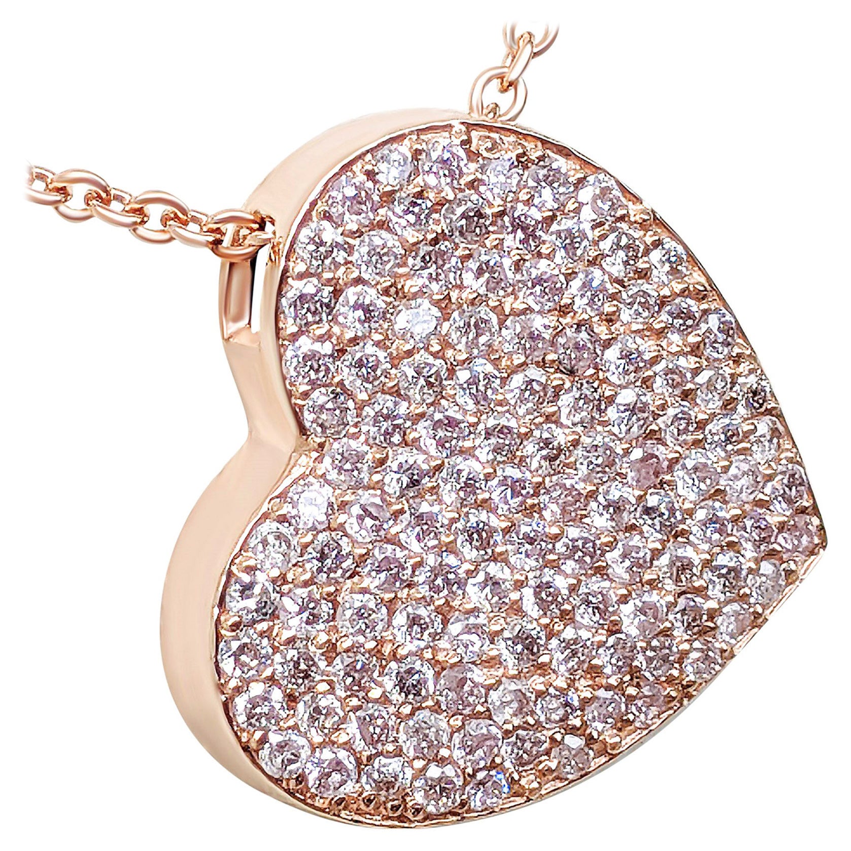 1$ SENZA RISERVA! 0.44Ct Fancy Pink Diamond 14 kt. Collana con ciondolo in oro