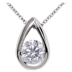 $1 NO RESERVE! 0,50 Karat Diamant - 14 kt. Weißgold - Halskette mit Anhänger