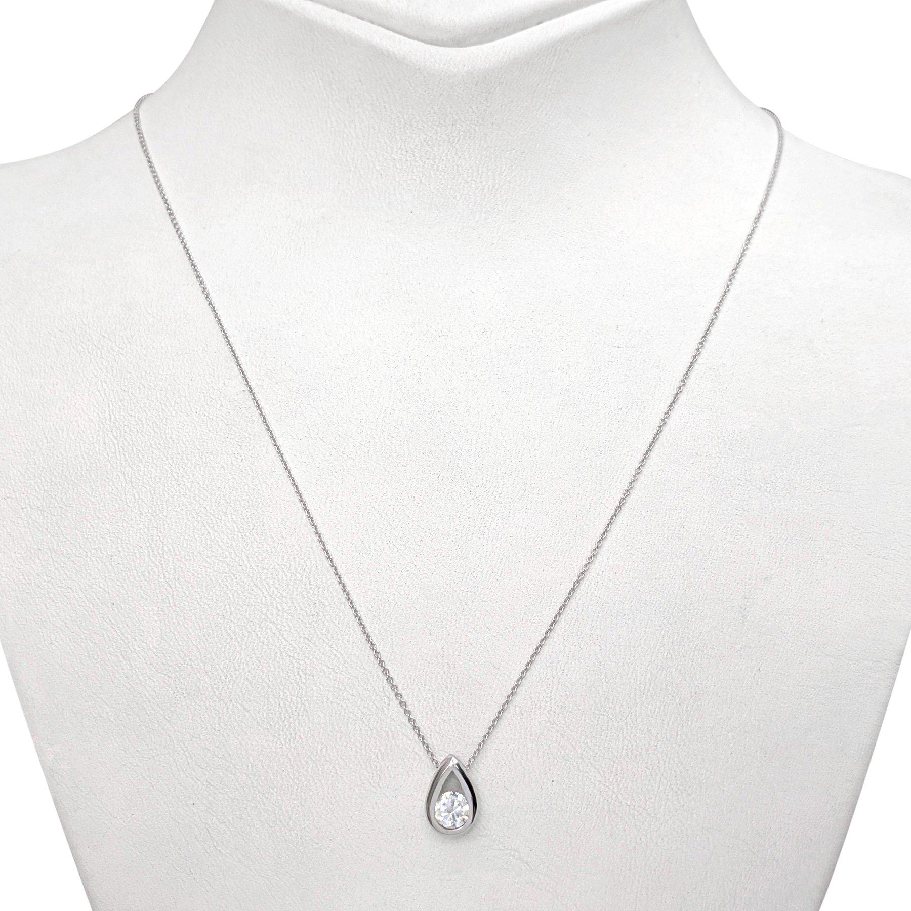$1 NO RESERVE! 0,51 Karat Diamant - 14 kt. Weißgold - Halskette mit Anhänger Damen