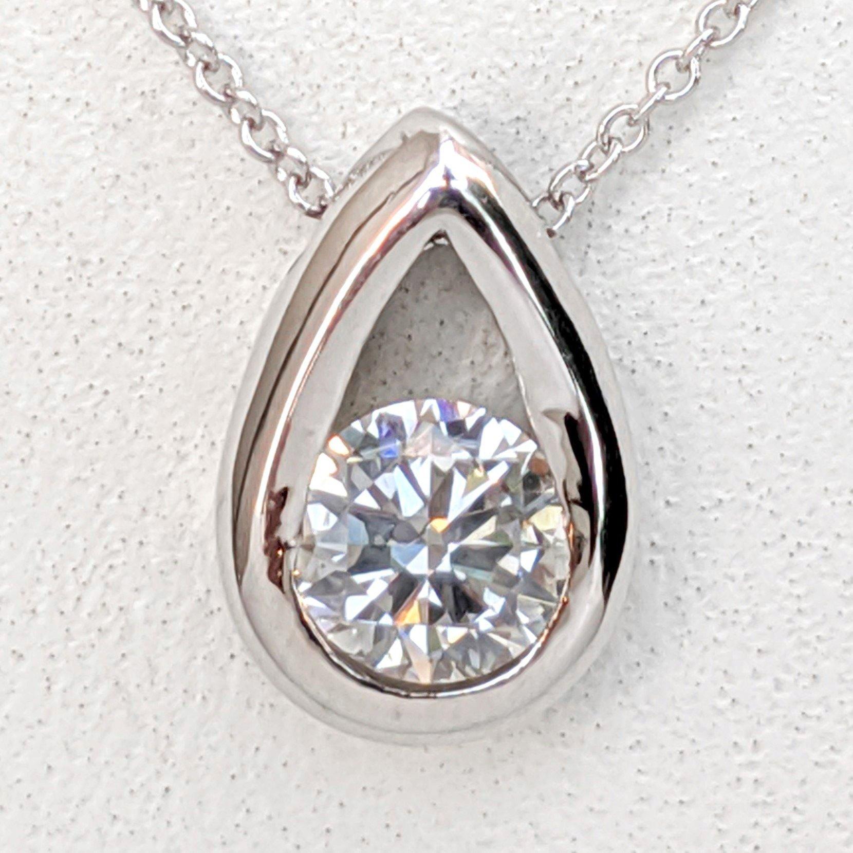 $1 NO RESERVE! 0,51 Karat Diamant - 14 kt. Weißgold - Halskette mit Anhänger 1