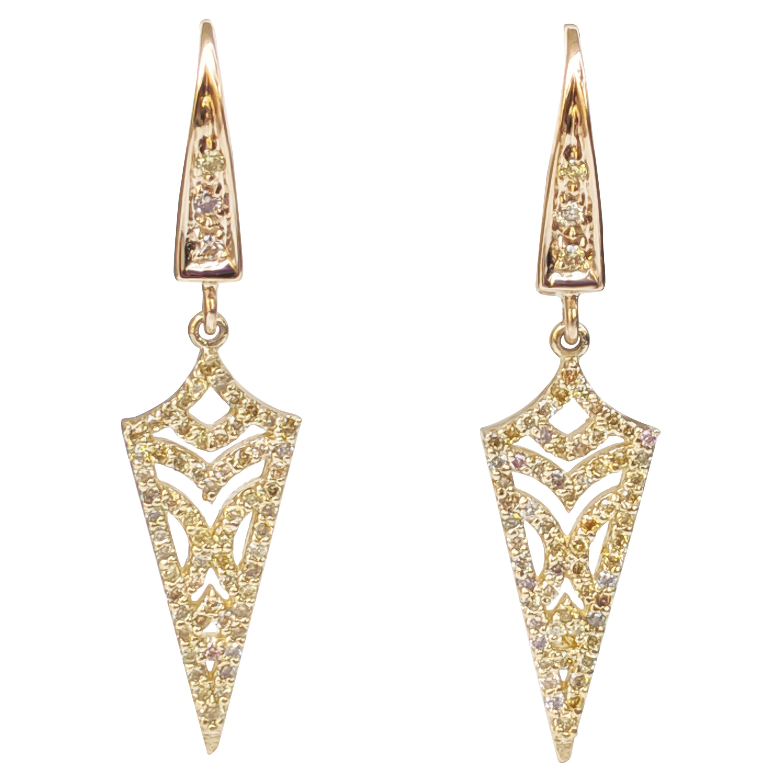 ¡$1 SIN RESERVA! 0.51cttw Diamantes Color Fancy - 14 kt. Oro amarillo - Pendientes