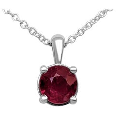 $1 NO RESERVE!  0.71 Carat Ruby - 14K White Gold Necklace With Pendant