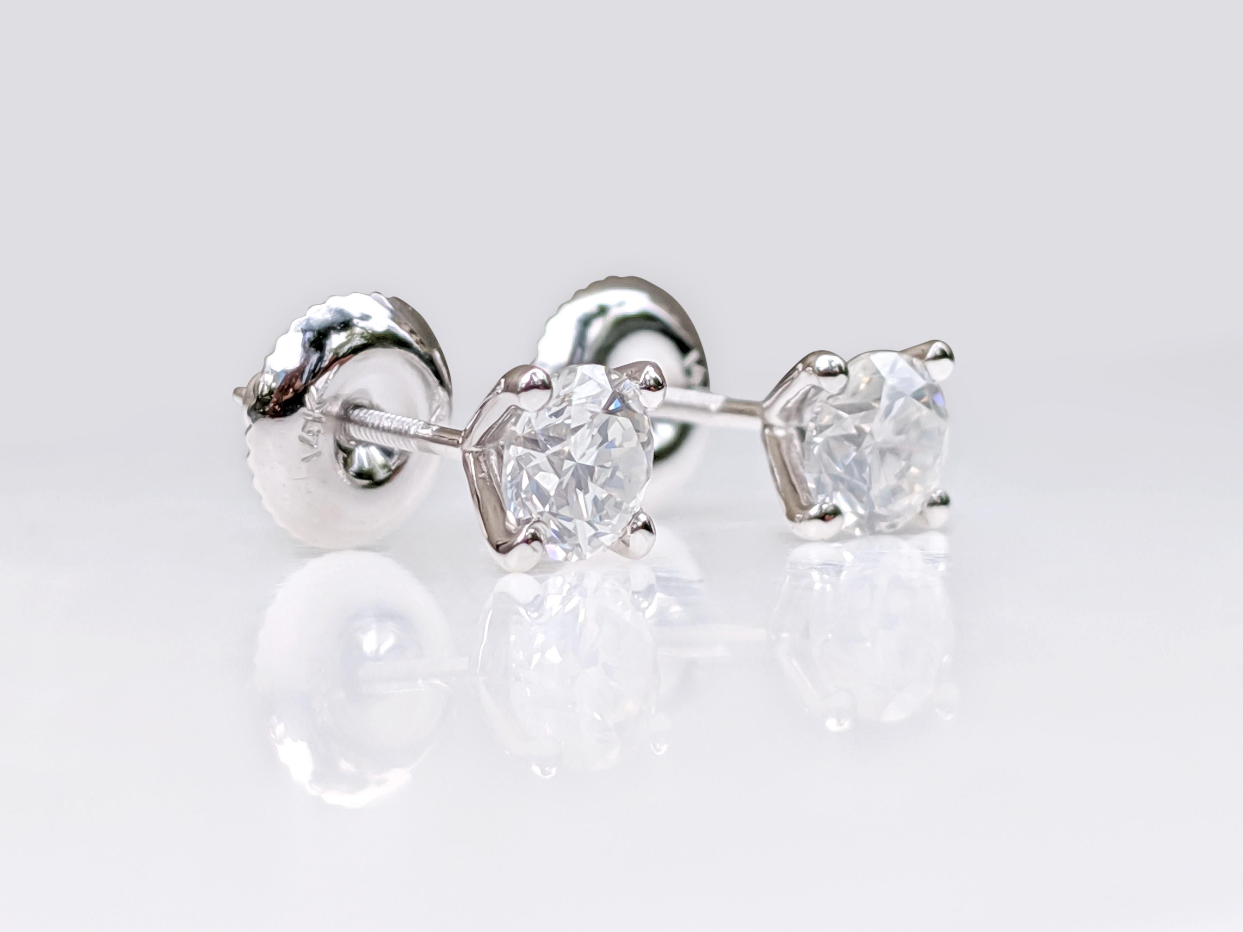 Art Deco $1 NO RESERVE!  0.82 Carat Diamond - 14 kt. White gold - Earrings