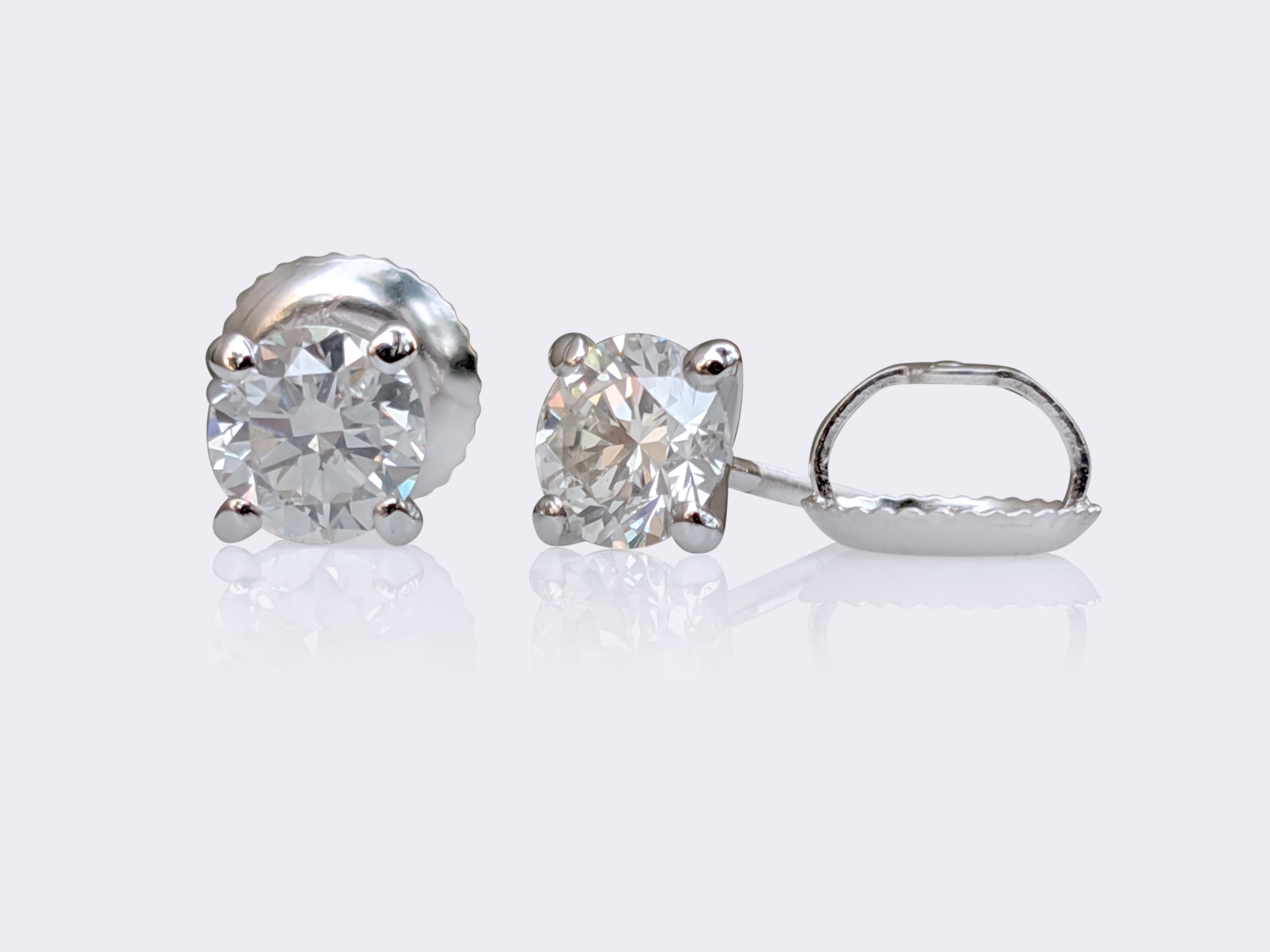 $1 NO RESERVE!  0.82 Carat Diamond - 14 kt. White gold - Earrings In New Condition For Sale In Ramat Gan, IL