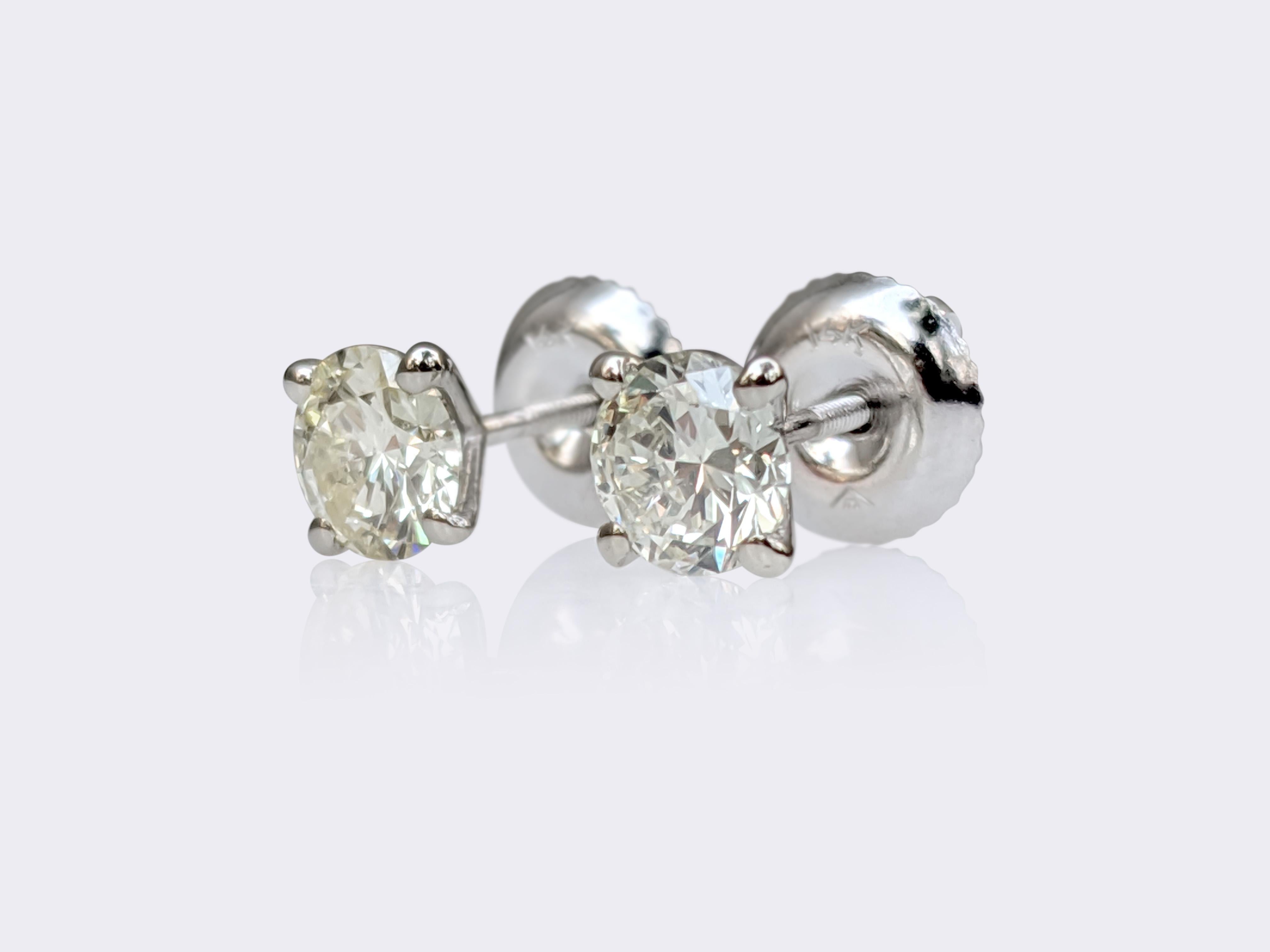 Women's $1 NO RESERVE!  0.82 Carat Diamond - 14 kt. White gold - Earrings For Sale