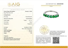 $1 NO RESERVE! 1.01 Carat 7 Stone Emerald Band - 14 kt. White gold - Ring