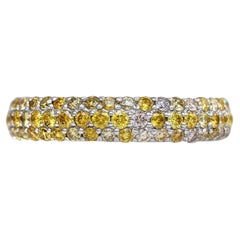 $1 NO RESERVE! 1.02 Carat Fancy Diamonds Eternity Band, 14k White Gold Ring