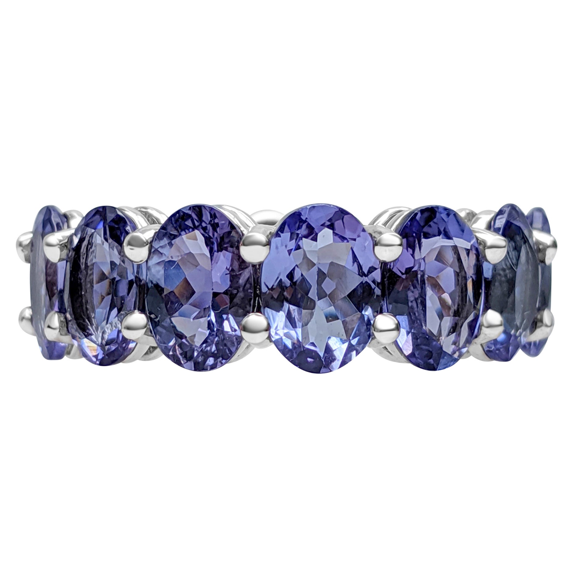 $1 NO RESERVE! -  Tansanit-Eternity-Ring aus 14 Karat Weißgold mit 10,43 Karat