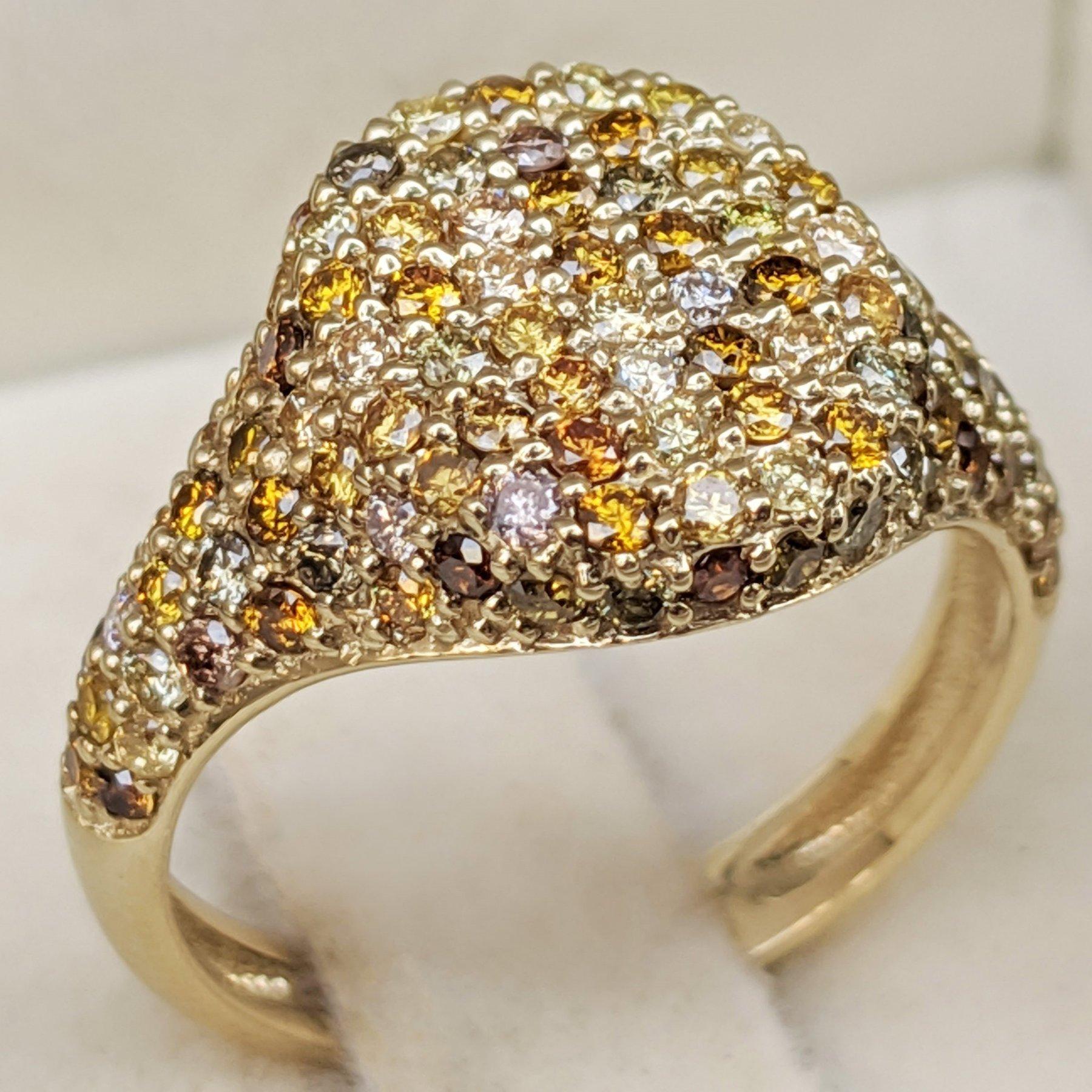 $1 NO RESERVE!  1.15 Carat Fancy Diamond Dome - 14 kt. Gold - Ring In New Condition In Ramat Gan, IL