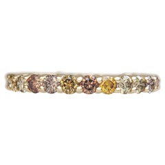 $1 NO RESERVE - 1.16cttw Fancy Diamonds 3/4 Eternity Band, 14K Yellow Gold Ring