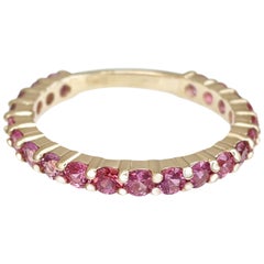 $1 NO RESERVE - 1.20 Carat Sapphire Band 3/4 Eternity, 14K Yellow Gold Ring