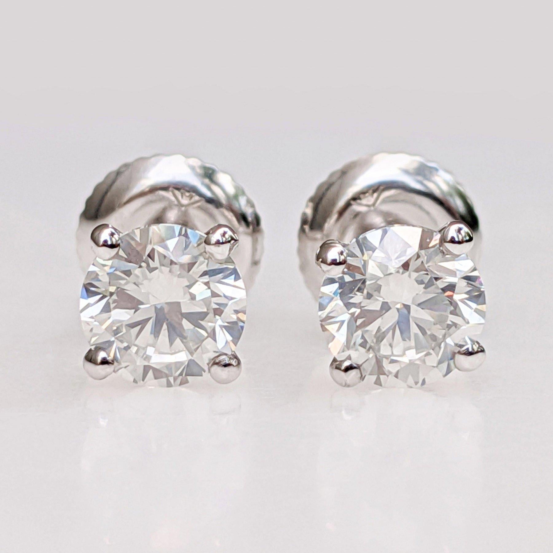 Art Deco $1 NO RESERVE! 1.21 Carat Diamond - 14 kt. White gold - Earrings