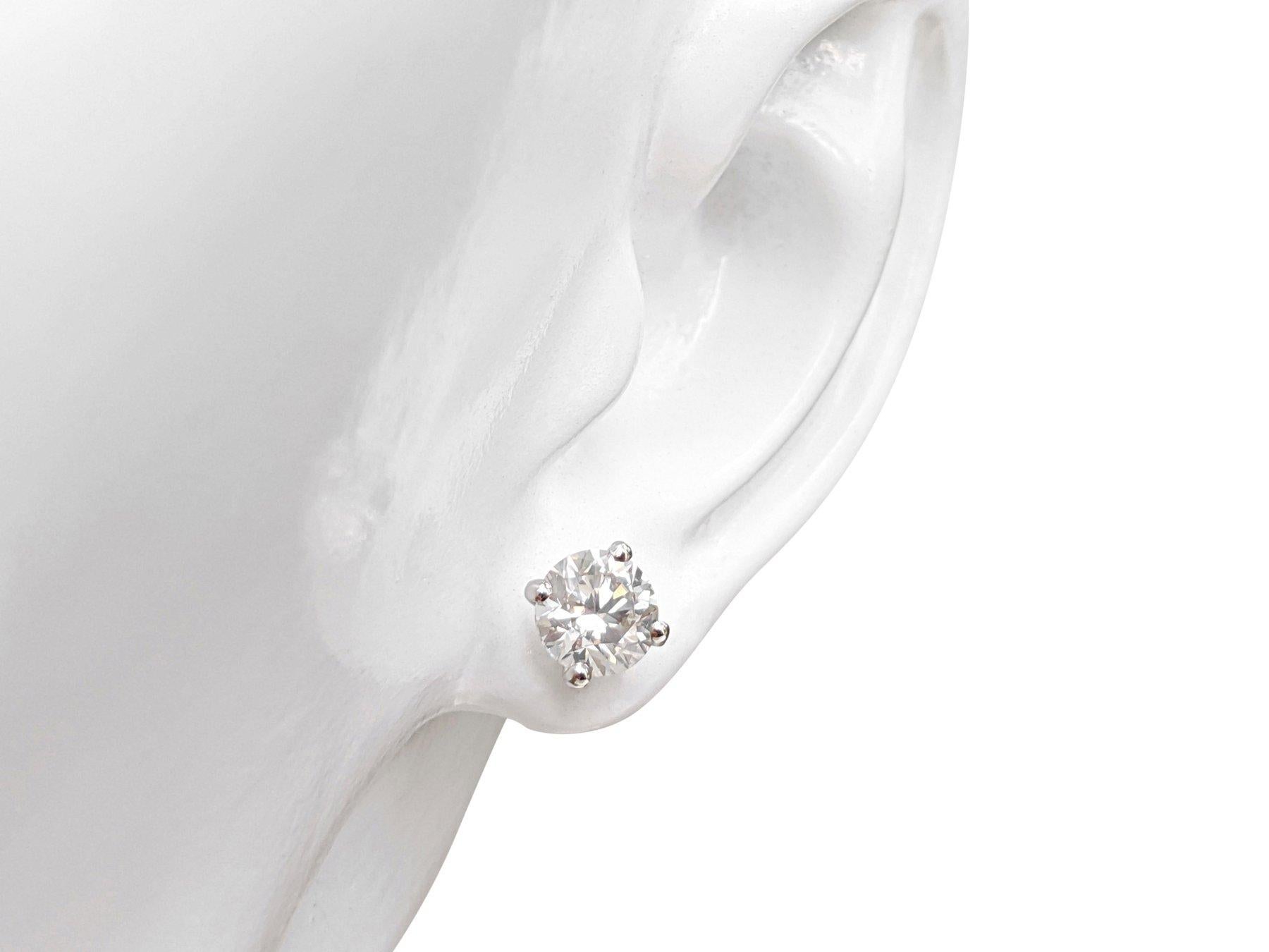 Round Cut $1 NO RESERVE! 1.21 Carat Diamond - 14 kt. White gold - Earrings