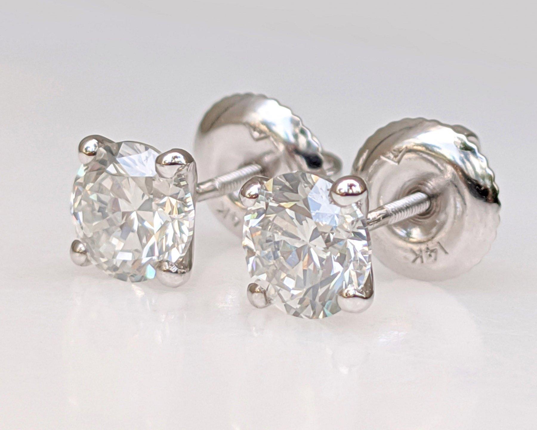 $1 NO RESERVE! 1.21 Carat Diamond - 14 kt. White gold - Earrings In New Condition In Ramat Gan, IL