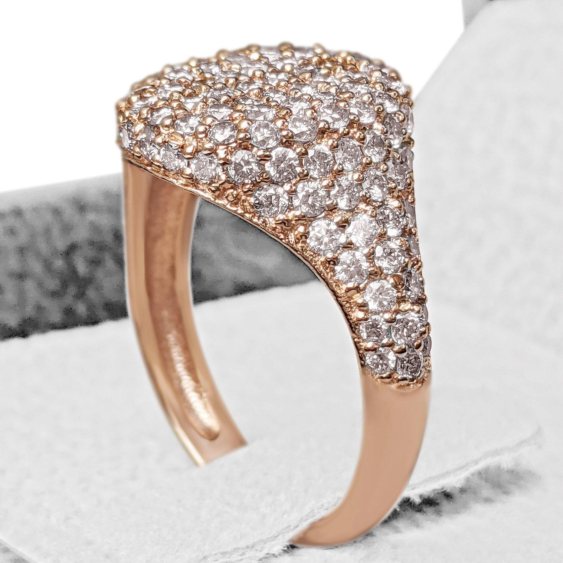 Round Cut NO RESERVE! 1.25 Carat Fancy Pink Diamond Dome - 14 kt. Pink gold - Ring