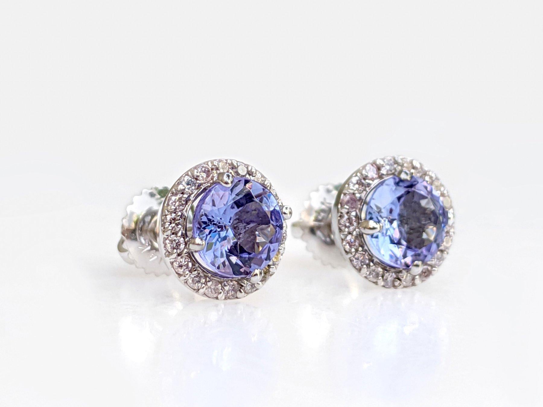 $1 NO RESERVE!  1.70cttw Tanzanite & 0.23Ct Diamonds - 14k White Gold Earrings In New Condition In Ramat Gan, IL