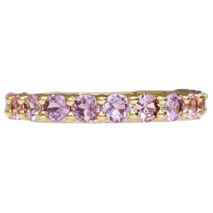 $1 NO RESERVE! 1.81 Carat Sapphire 3/4 Eternity Band - 14 kt. Gold - Ring