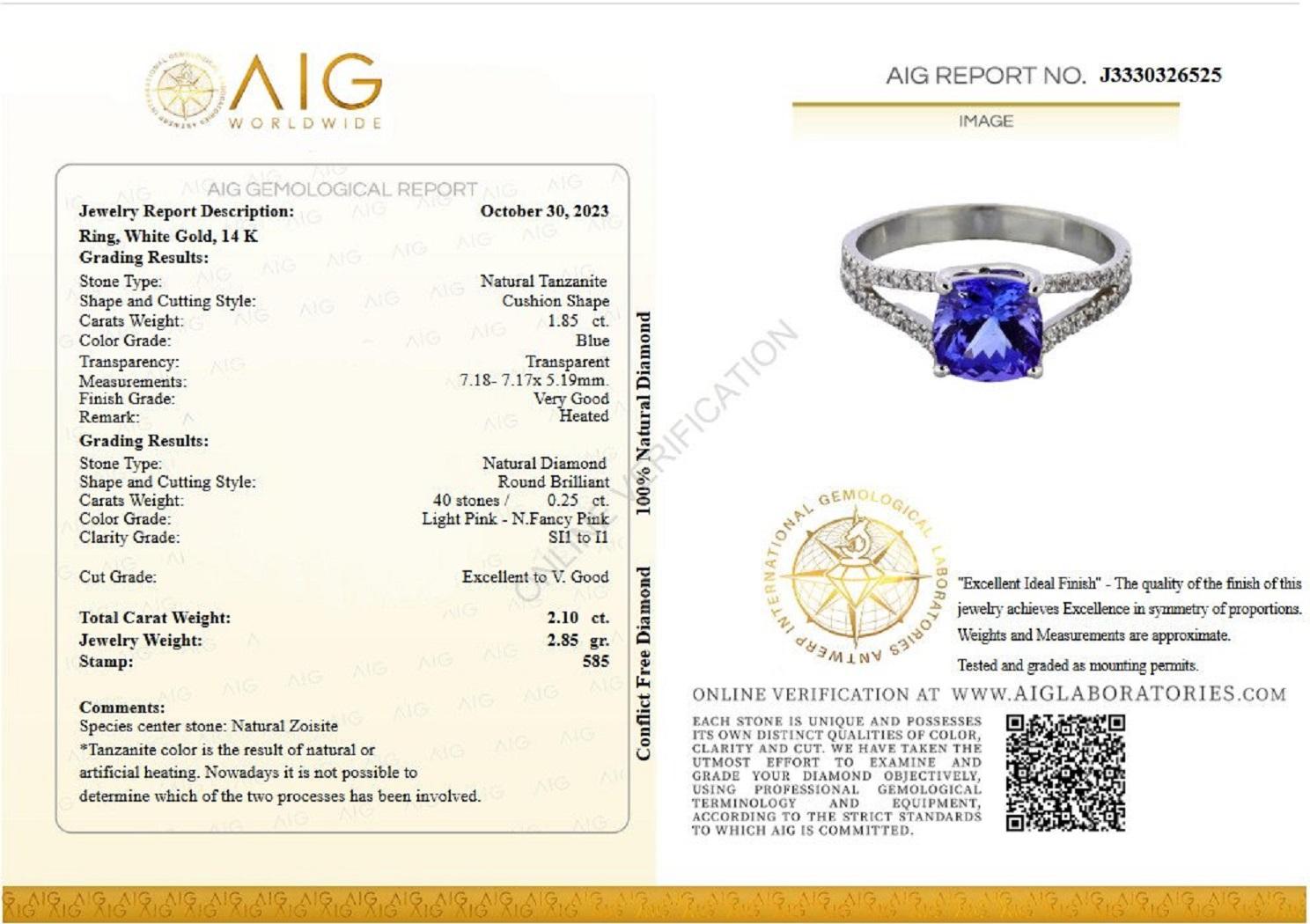 Ring Size: 55 EU  \ 7.25 US
Ring can be sized free of charge prior to shipping out. 

** In Hong Kong and the USA the VAT is 0%.

Tanzanite is an extremely rare gemstone, found in a single location in the world, at the foothills of mount Kilimanjaro