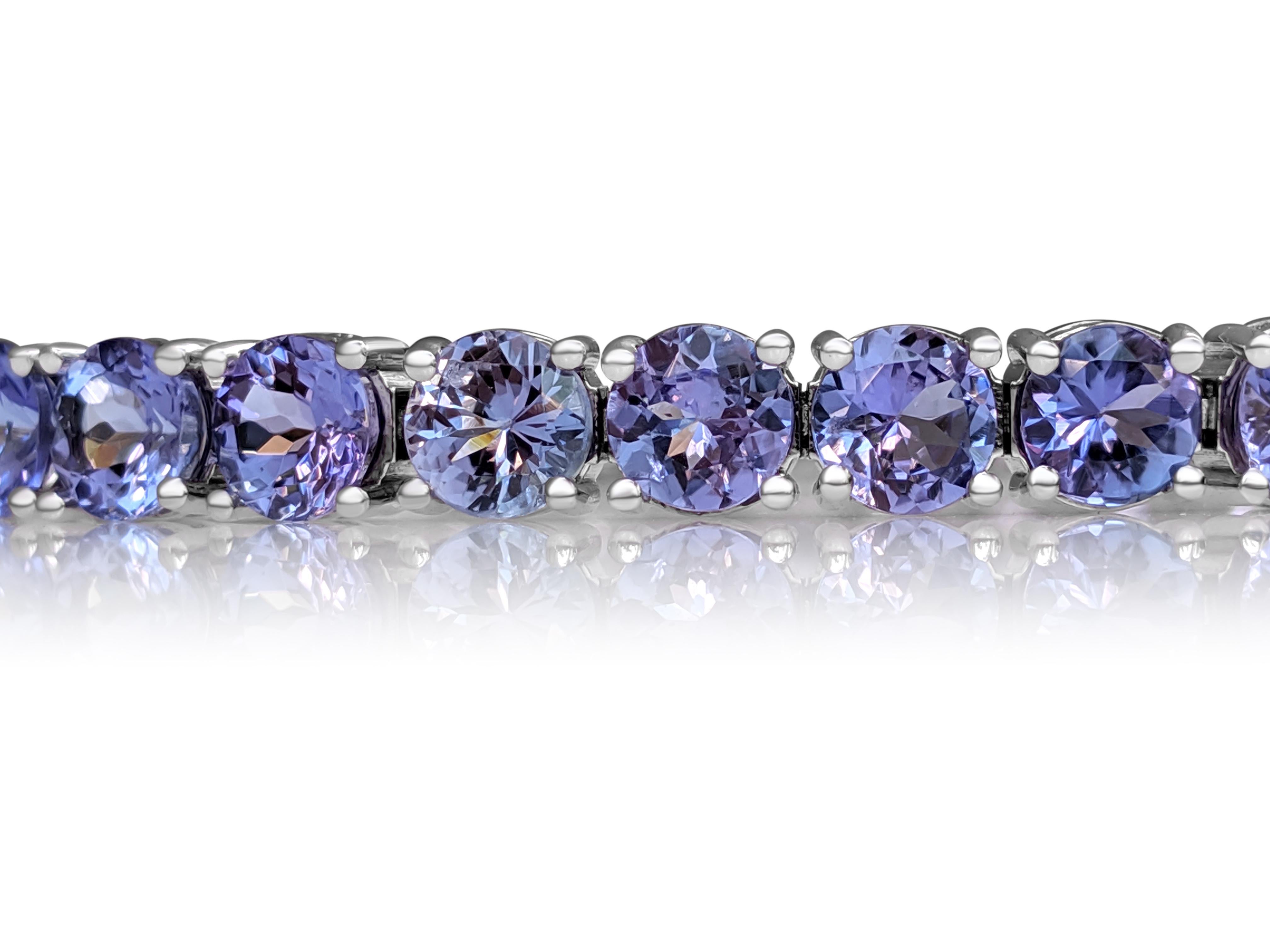 $1 No Reserve! - 18.86ct Natural Tanzanite Tennis , 14k White Gold Bracelet In New Condition In Ramat Gan, IL