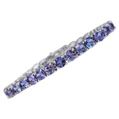 $1 No Reserve! - 18.86ct Natural Tanzanite Tennis , 14k White Gold Bracelet