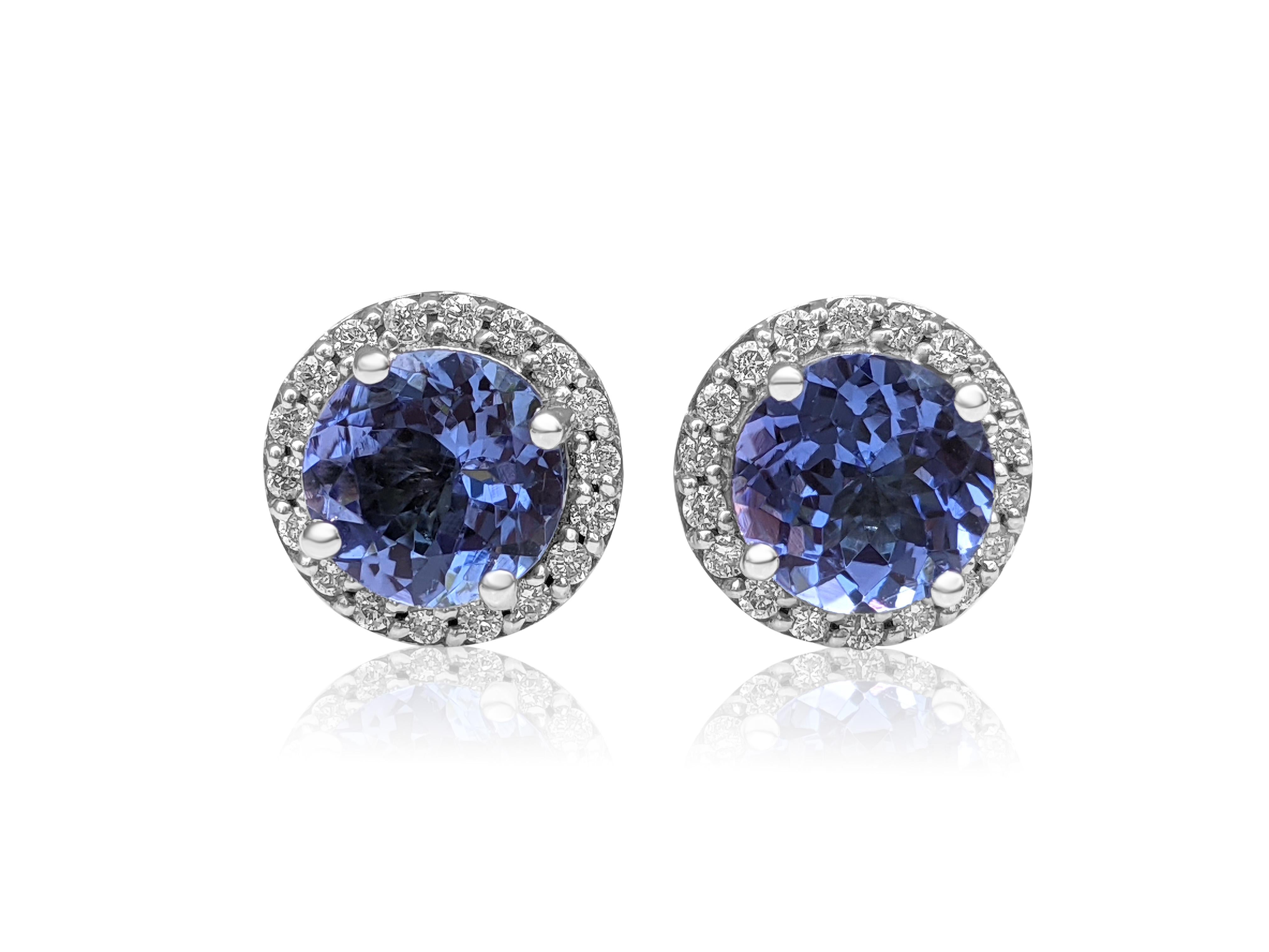 $1 Keine Reserve, 1,94ct Tansanit & 0,25cttw Diamanten, 14k Weißgold Ohrringe 1