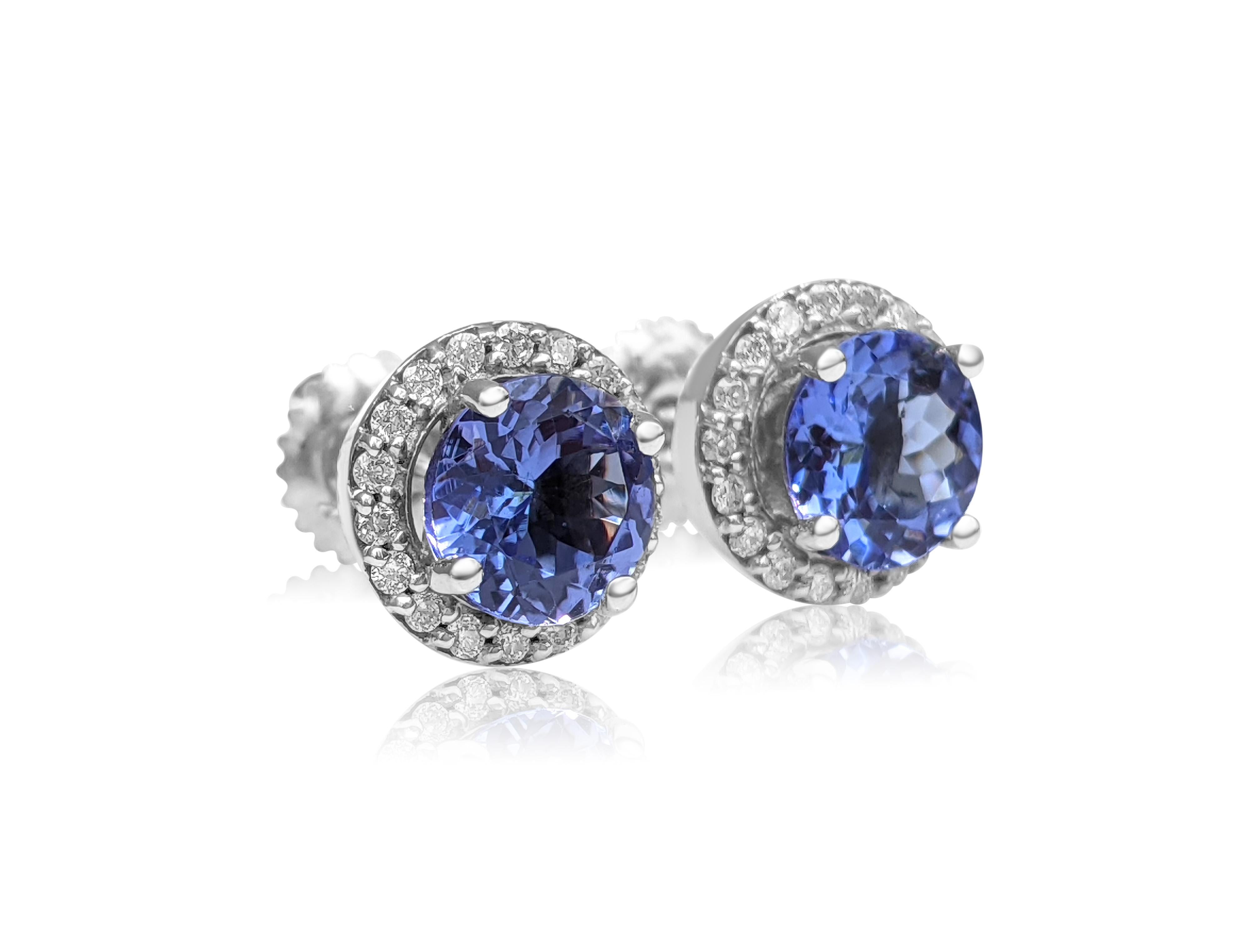 $1 Keine Reserve, 1,94ct Tansanit & 0,25cttw Diamanten, 14k Weißgold Ohrringe 2