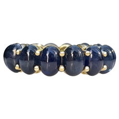 $1 NO RESERVE ! - 19.66 Carat Sapphire Eternity Band, 14 Karat Yellow Gold Ring