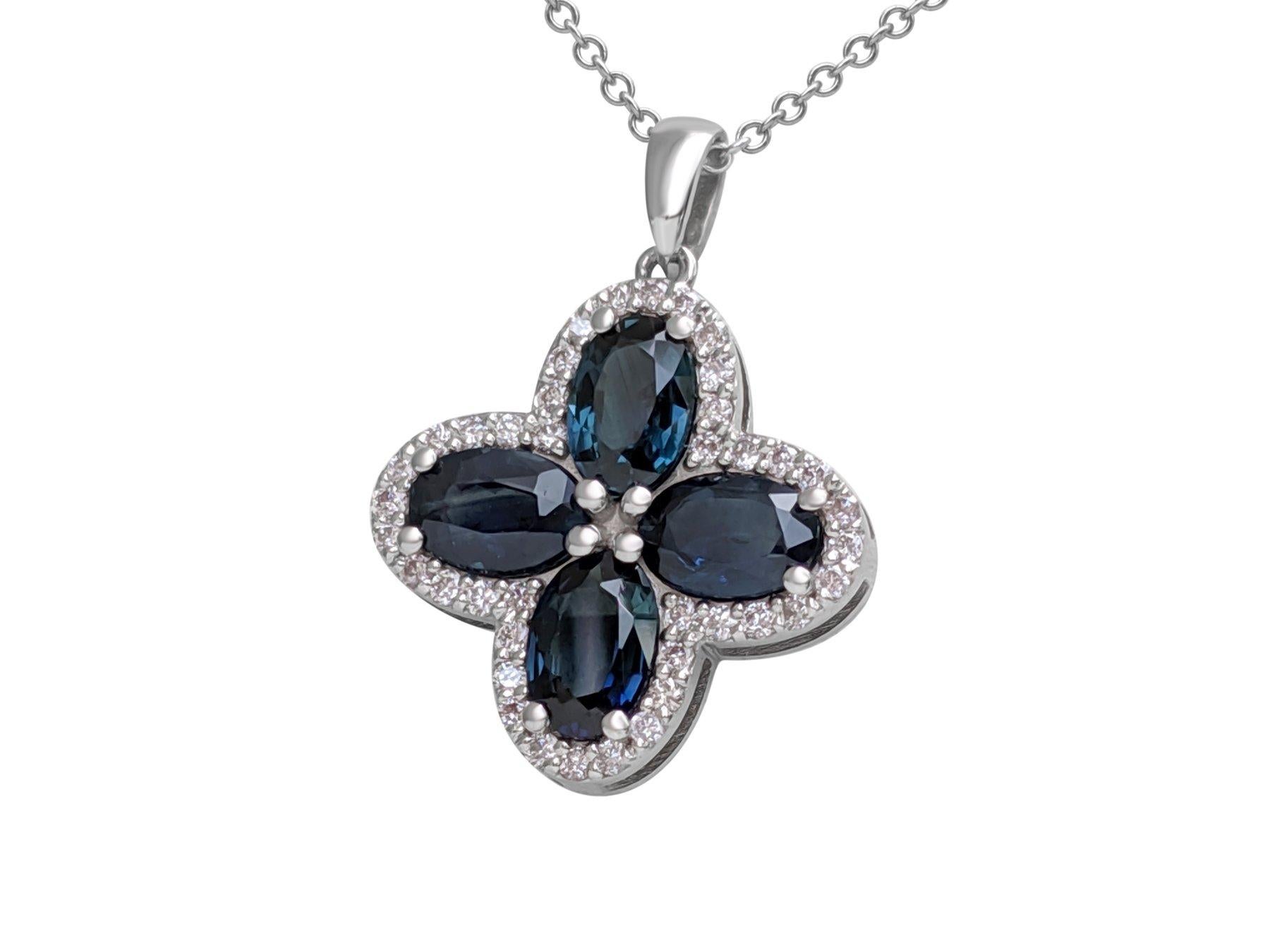 ¡SIN RESERVA! - Zafiro de 2,32ct y Diamantes Rosas de 0,25Cttw - Oro Blanco de 14K en Nuevo estado para la venta en Ramat Gan, IL