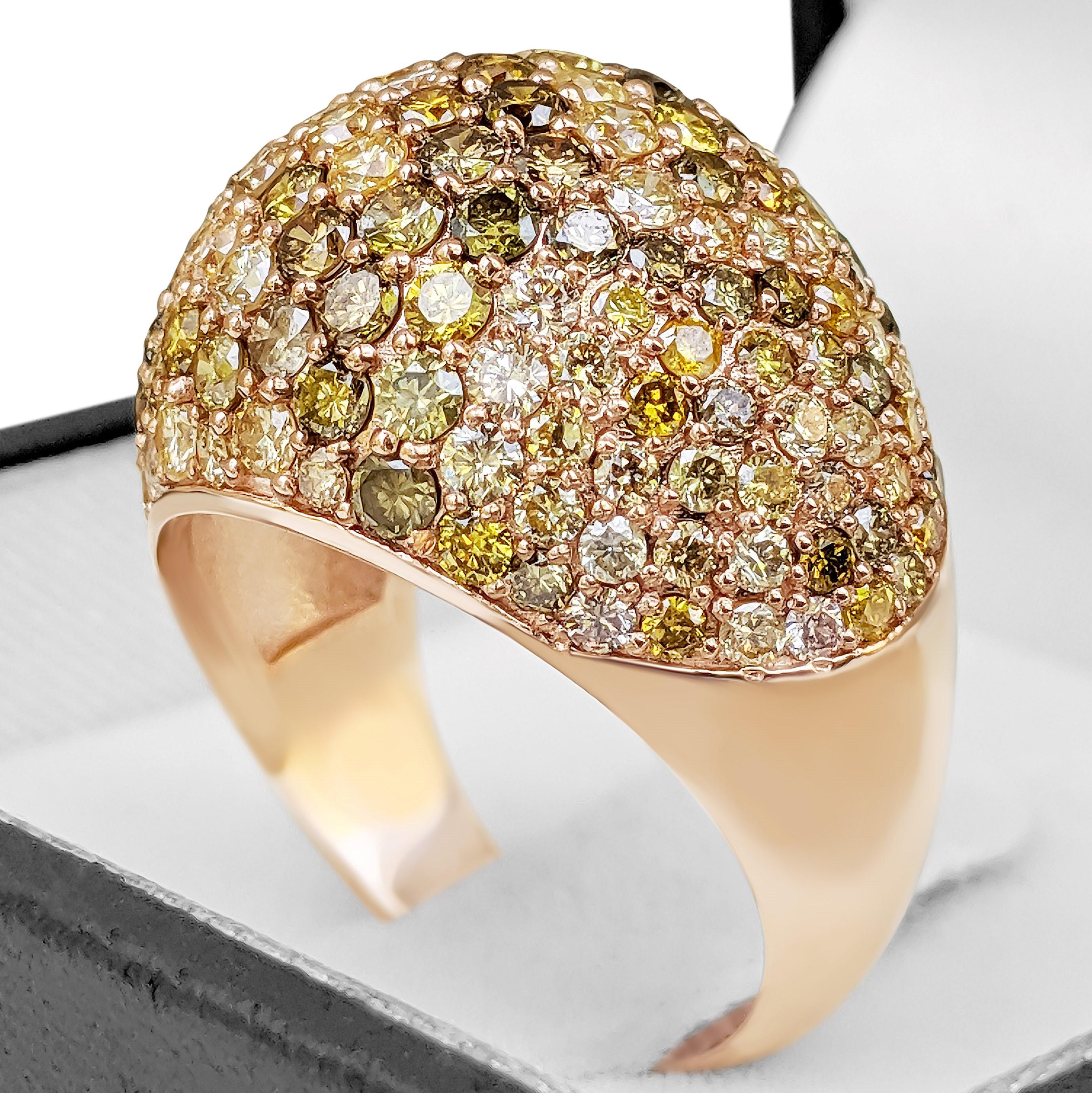 Round Cut $1 NO RESERVE!  3.51 Carat Fancy Diamond Dome - 14k Pink gold - Ring
