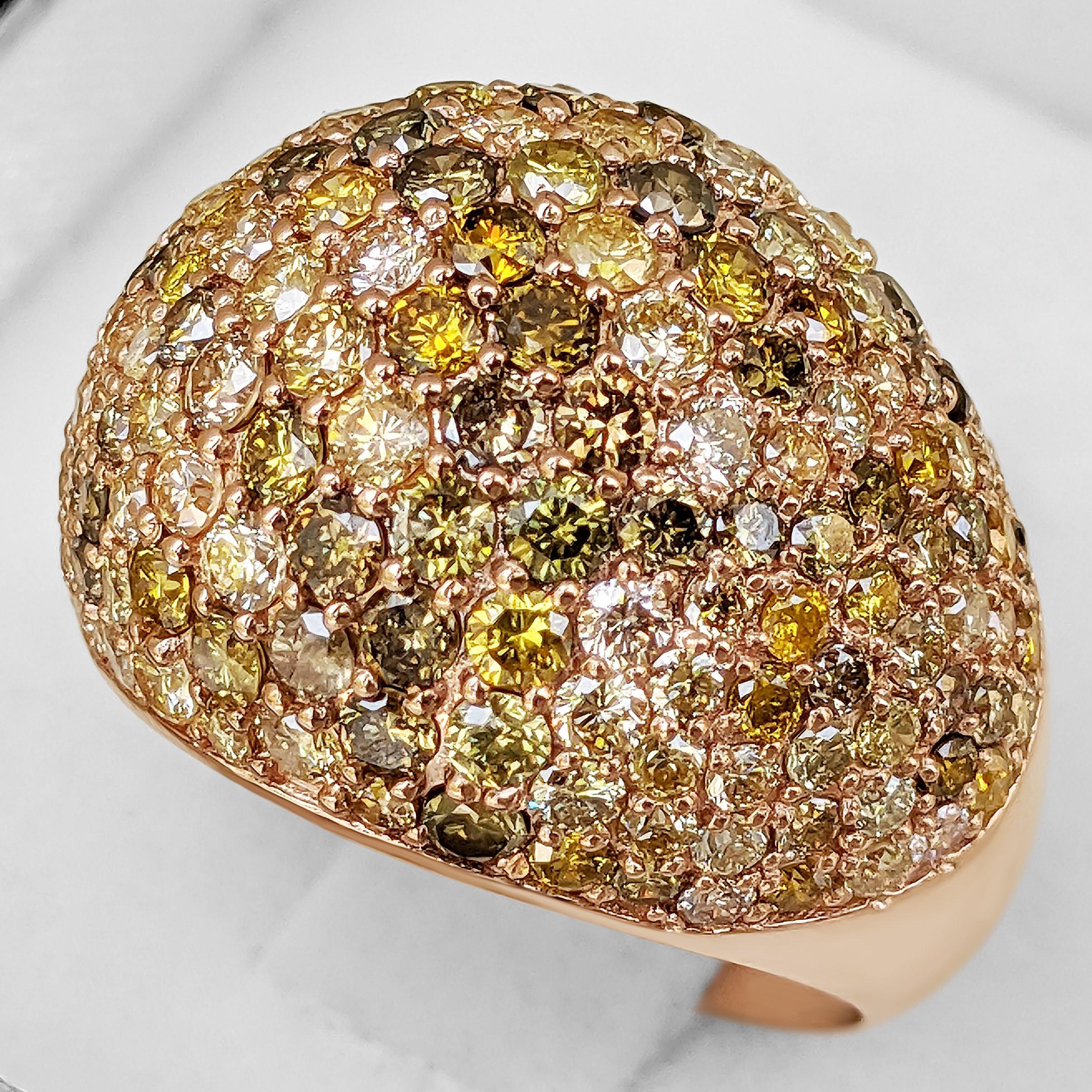 $1 NO RESERVE!  3.51 Carat Fancy Diamond Dome - 14k Pink gold - Ring In New Condition In Ramat Gan, IL