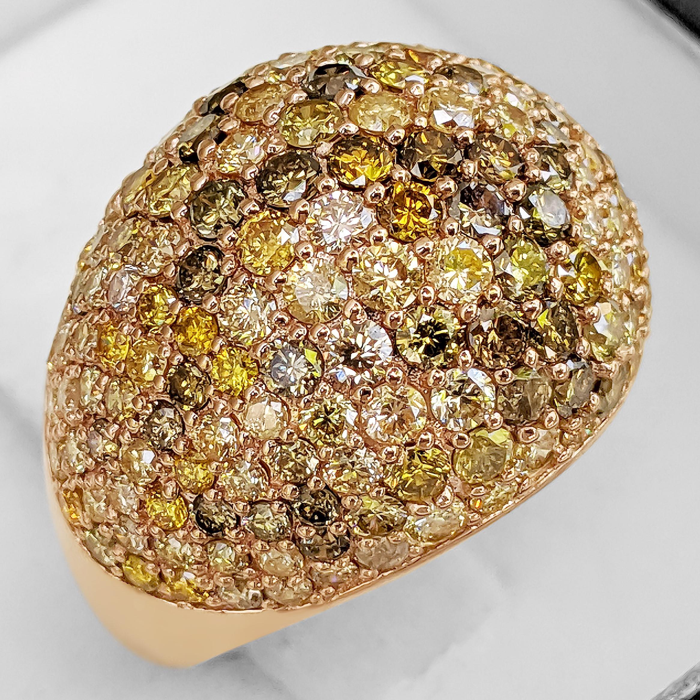 Women's $1 NO RESERVE!  3.51 Carat Fancy Diamond Dome - 14k Pink gold - Ring
