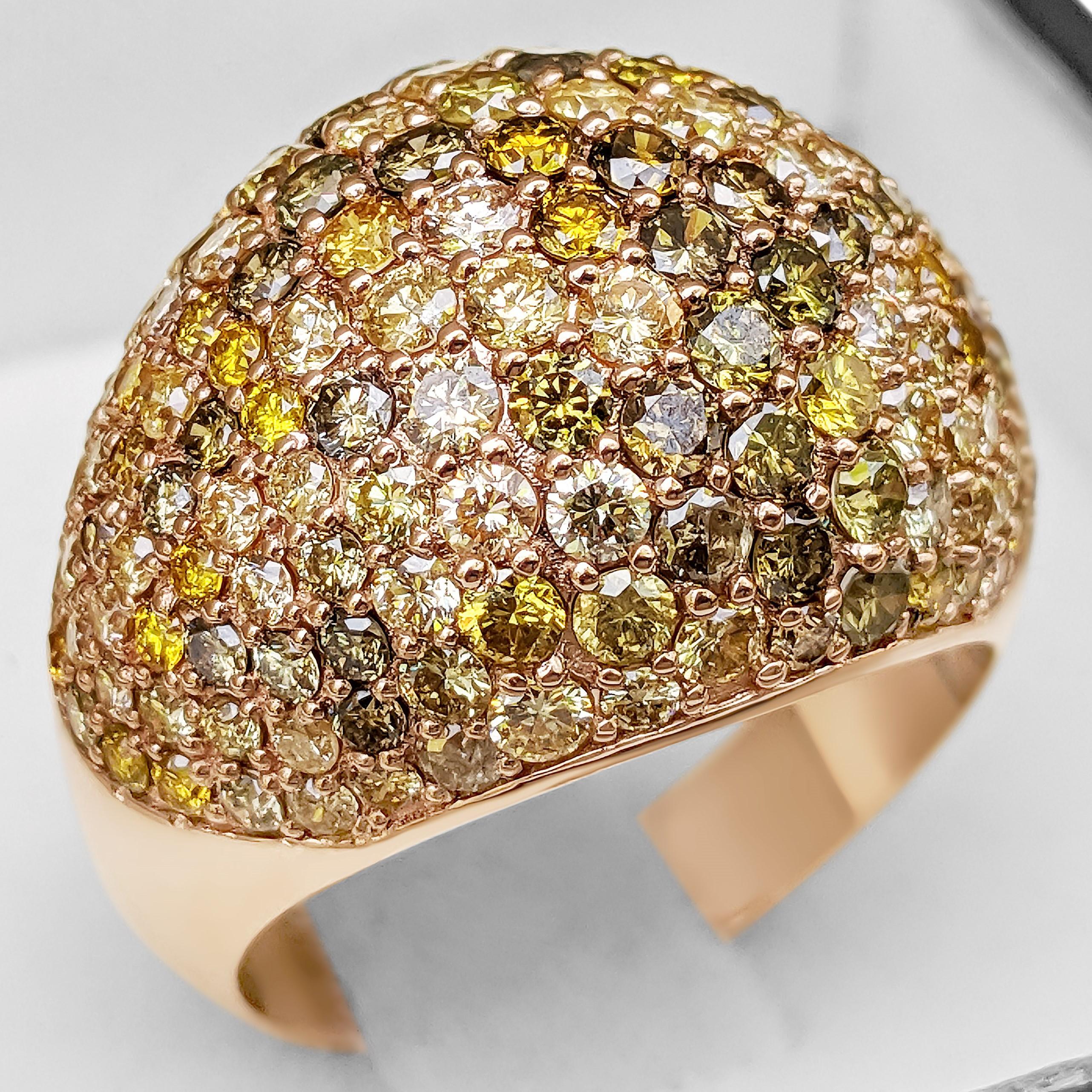 $1 NO RESERVE!  3.51 Carat Fancy Diamond Dome - 14k Pink gold - Ring 1
