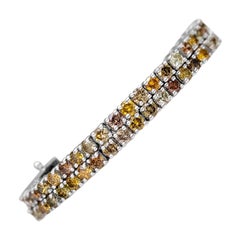 $1 NO RESERVE!  3.71cttw Fancy Color Diamond Tennis 14k White gold Bracelet