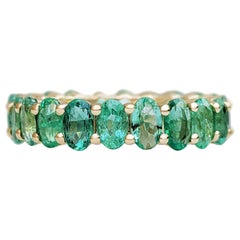 $1 NO RESERVE!  3.84 cttw Natural Emeralds Eternity Band - 14k Yellow Gold