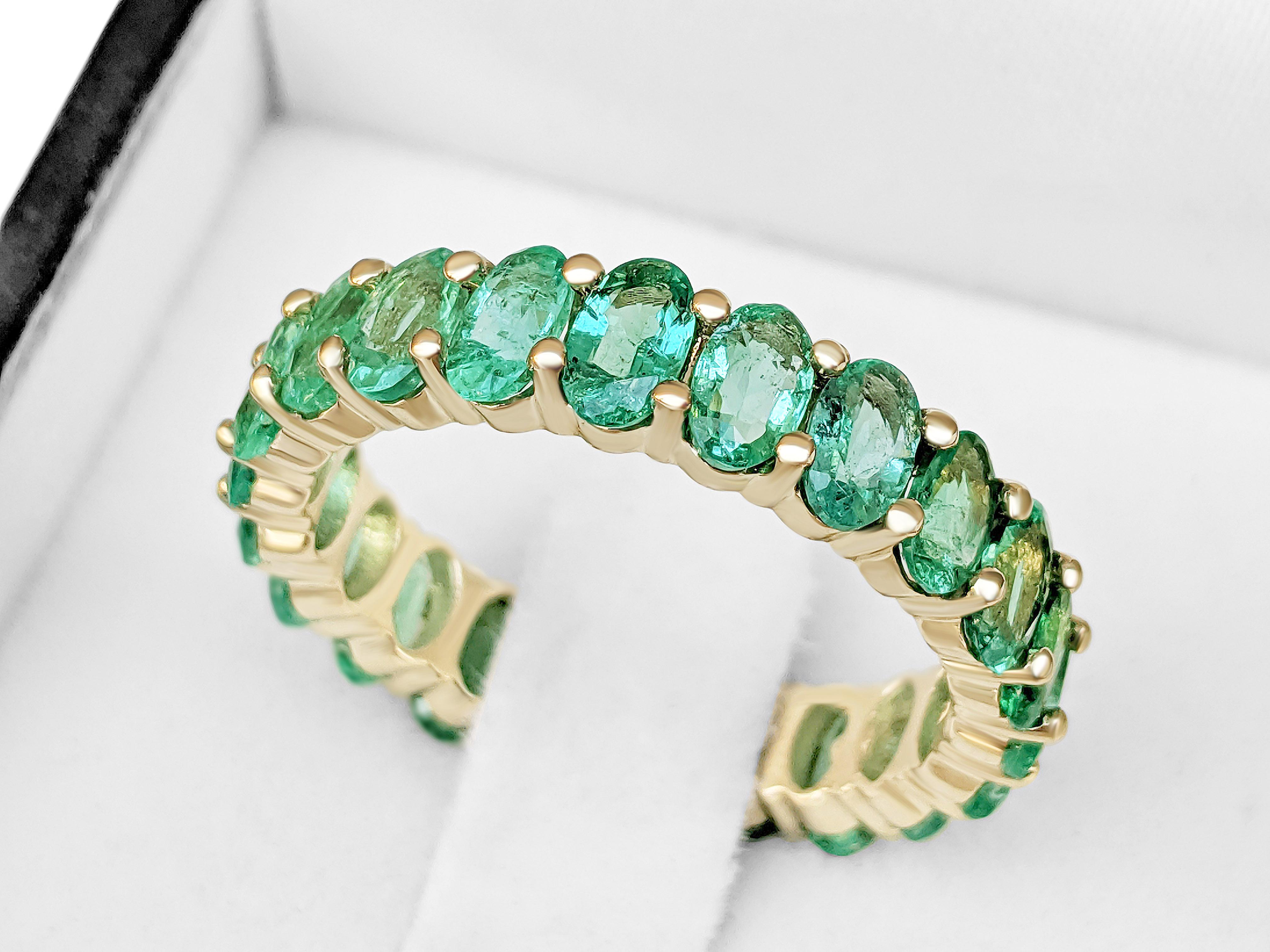 Oval Cut $1 NO RESERVE!   4.38cttw Natural Emeralds Eternity Band - 14k Yellow Gold