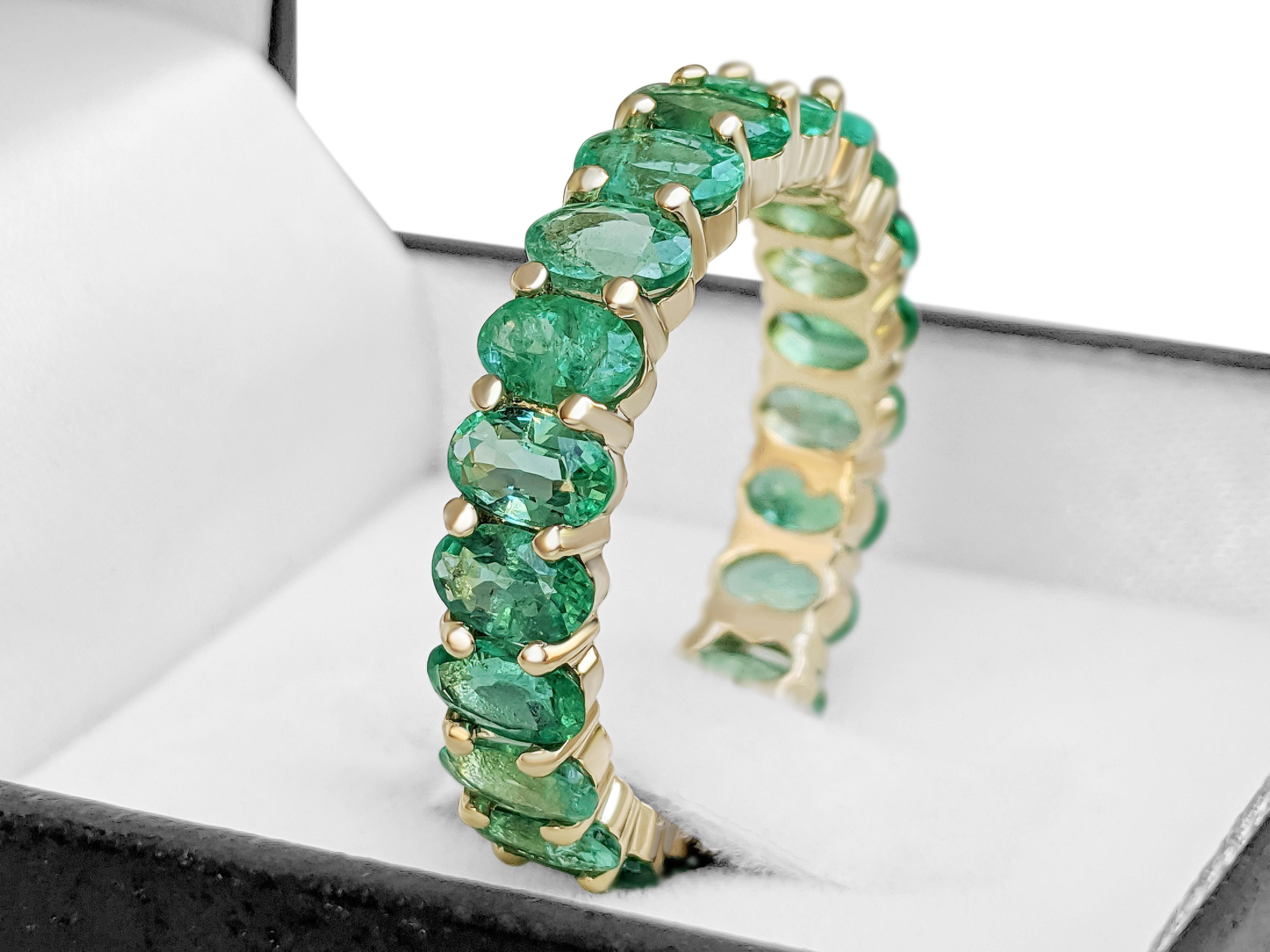 Women's $1 NO RESERVE!   4.38cttw Natural Emeralds Eternity Band - 14k Yellow Gold