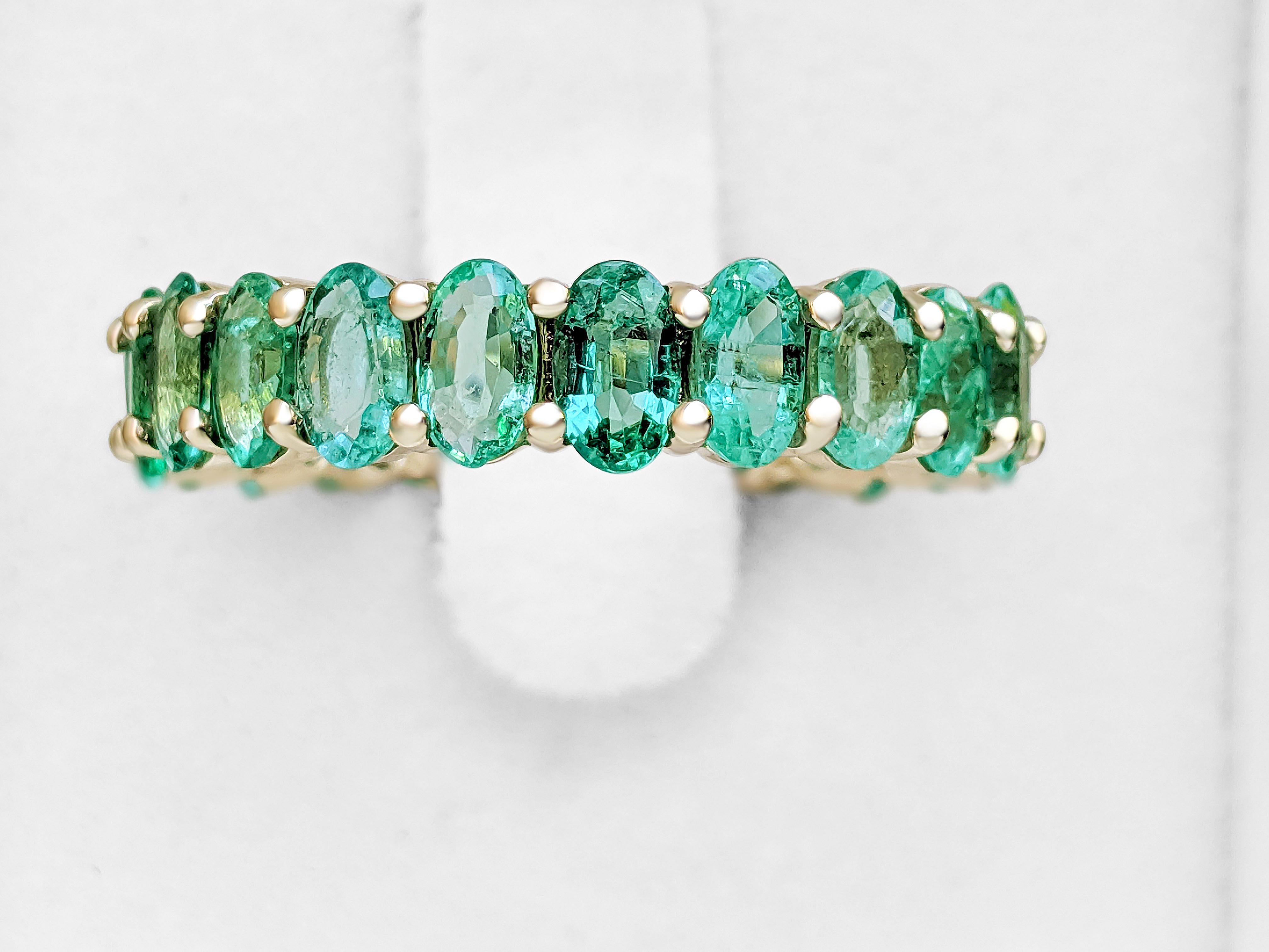 $1 NO RESERVE!   4.38cttw Natural Emeralds Eternity Band - 14k Yellow Gold 1