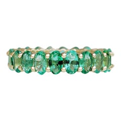 $1 NO RESERVE! 4.38cttw Natural Emeralds Eternity Band - 14k Yellow Gold $1 NO RESERVE! 4.38cttw Natural Emeralds Eternity Band - 14k Yellow Gold