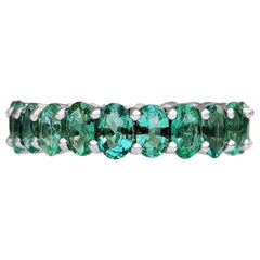 $1 NO RESERVE!   4.70 cttw Natural Emeralds Eternity Band - 14k White Gold