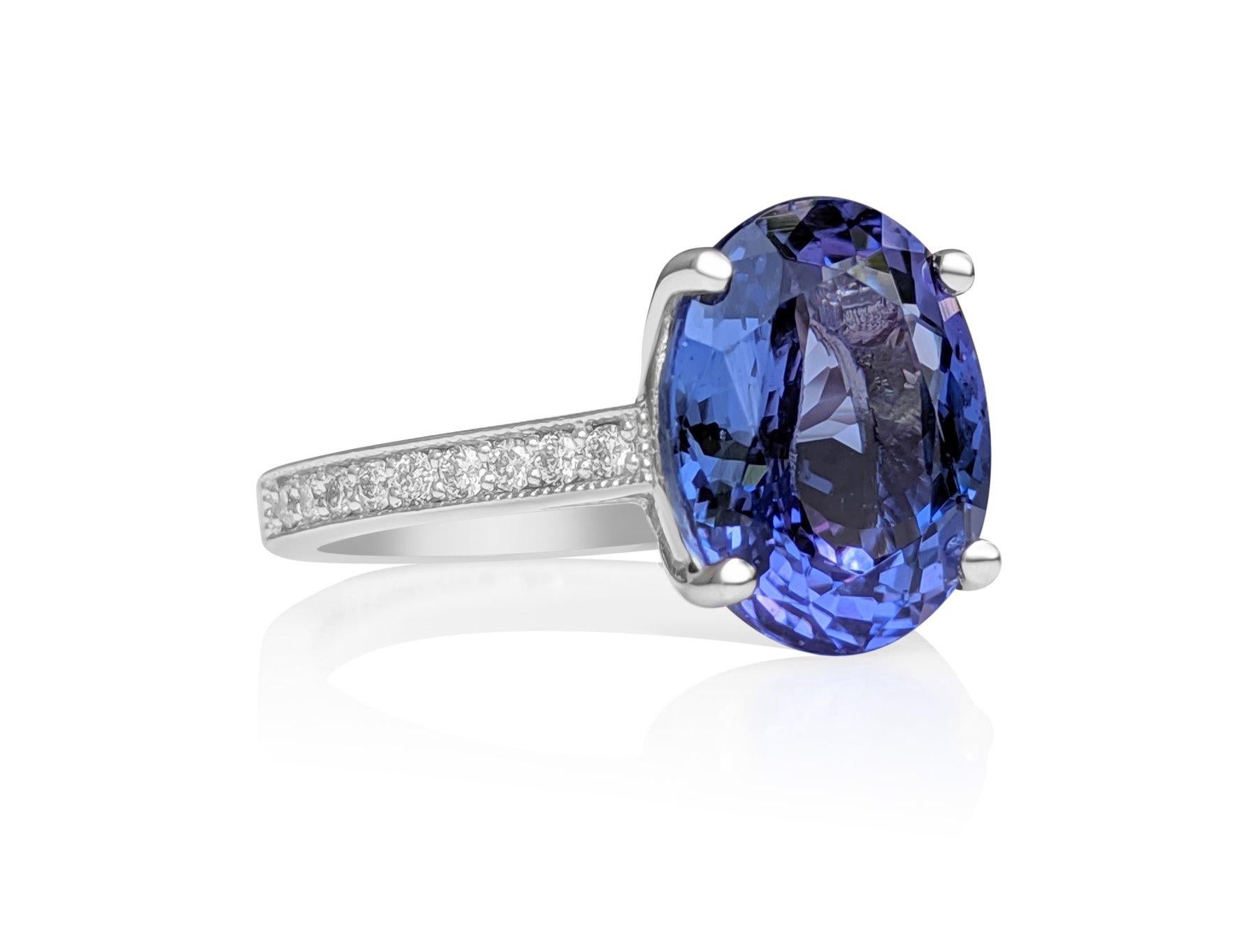 $1 NO RESERVE! 4.81Ct Tanzanite & 0.20Ct Diamonds - 14 kt. White gold - Ring In New Condition In Ramat Gan, IL