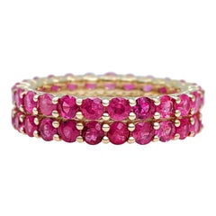 $1 NO RESERVE! 5.91 Carat Ruby Double Eternity Band - 14K Yellow Gold