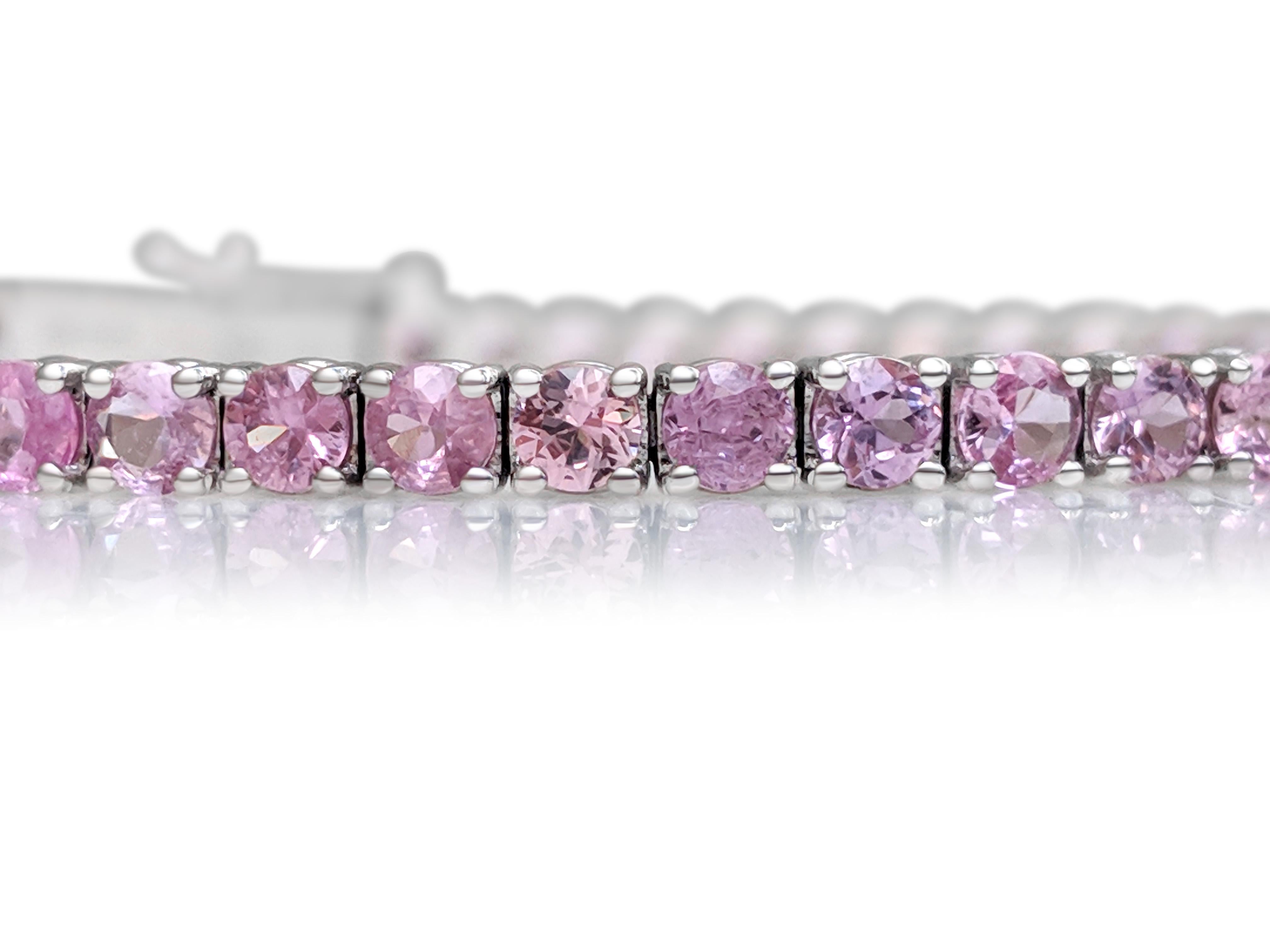 Art Deco $1 NO RESERVE! 6.08 Carat Sapphire Tennis Riviera - 14 kt. White Gold Bracelet