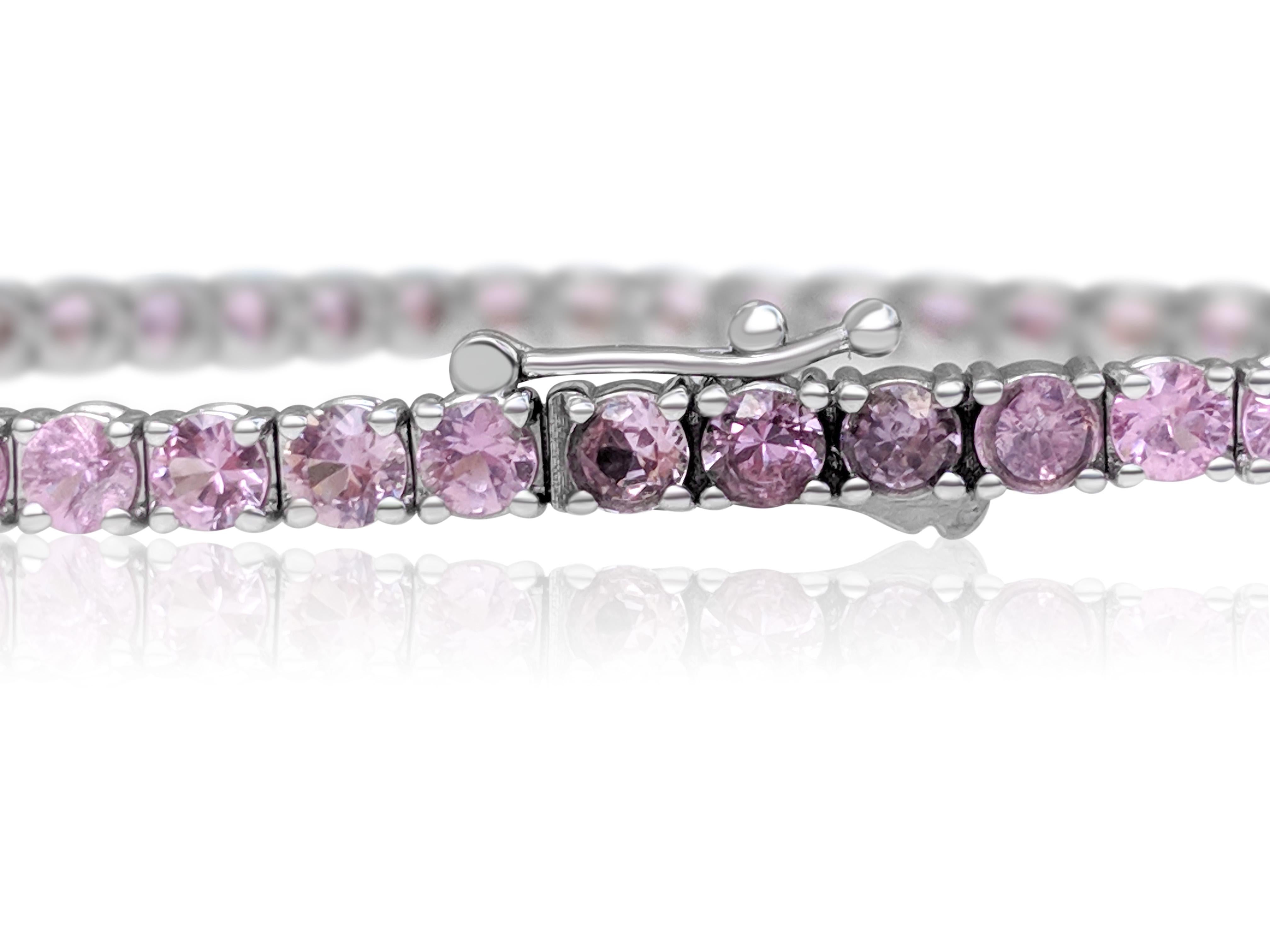 Women's $1 NO RESERVE! 6.08 Carat Sapphire Tennis Riviera - 14 kt. White Gold Bracelet