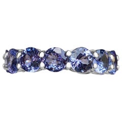 $1 No Reserve!  6.62 Carat Natural Tanzanite Eternity Band, 14K White Gold