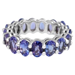 $1 NO RESERVE!  6.73cttw Natural Tanzanite Eternity Band - 14k White Gold