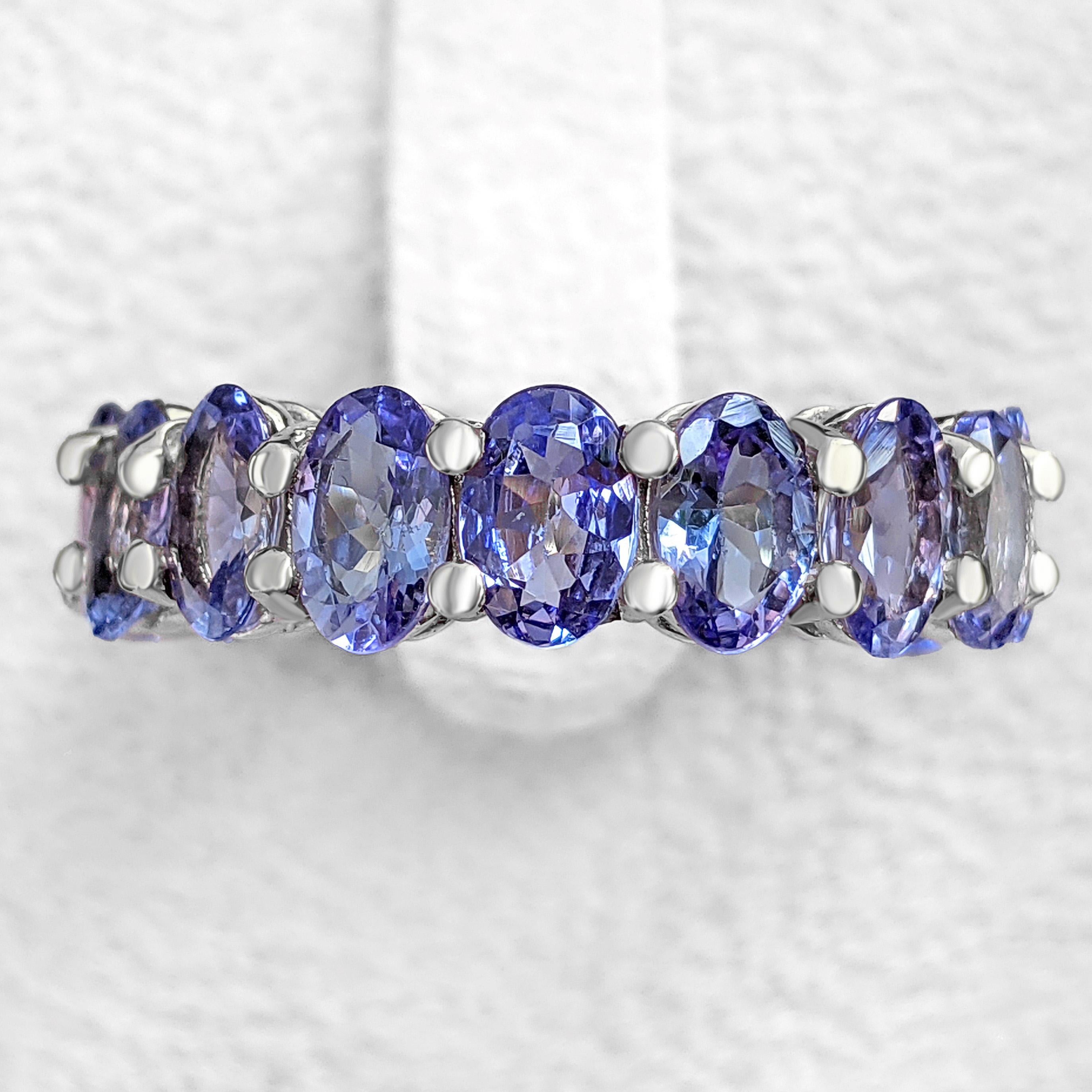 Oval Cut $1 NO RESERVE!  7.10cttw Natural Tanzanite Eternity Band - 14k White Gold 