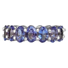 $1 NO RESERVE!  7.10cttw Natural Tanzanite Eternity Band - 14k White Gold
