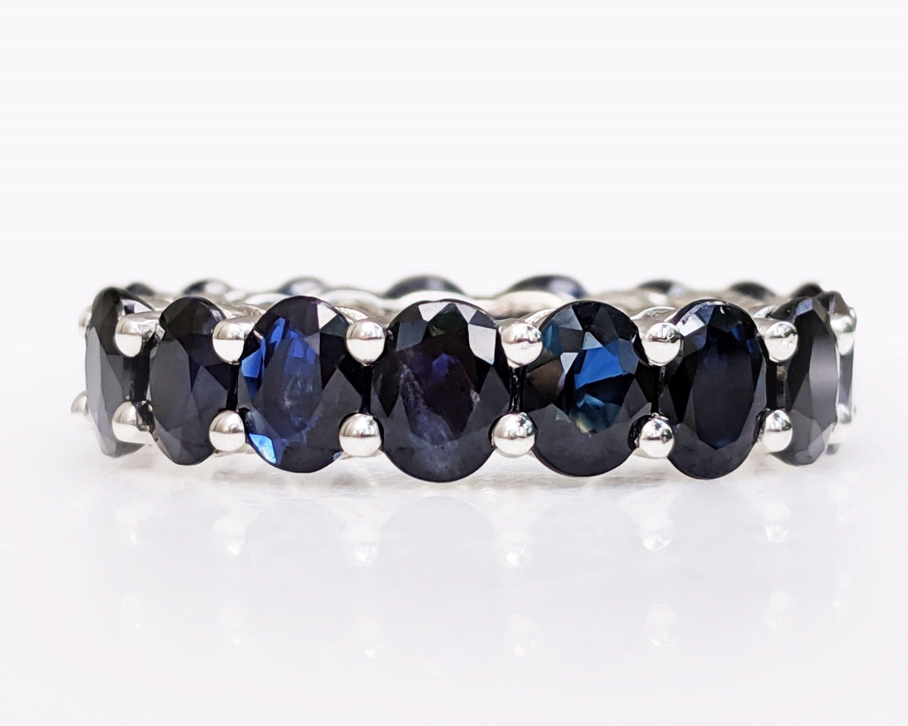 $1 NO RESERVE! 7.88 Carat Sapphire Eternity Band - 14 kt. White gold - Ring In New Condition In Ramat Gan, IL