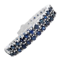 $1 NO RESERVE!   8.00cttw Sapphire Tennis 14 kt. White Gold Bracelet