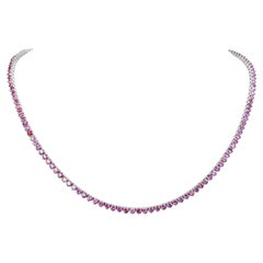 $1 NO RESERVE! - No Heat 10.05 Pink 
Purple Sapphires, 14K White Gold Necklace